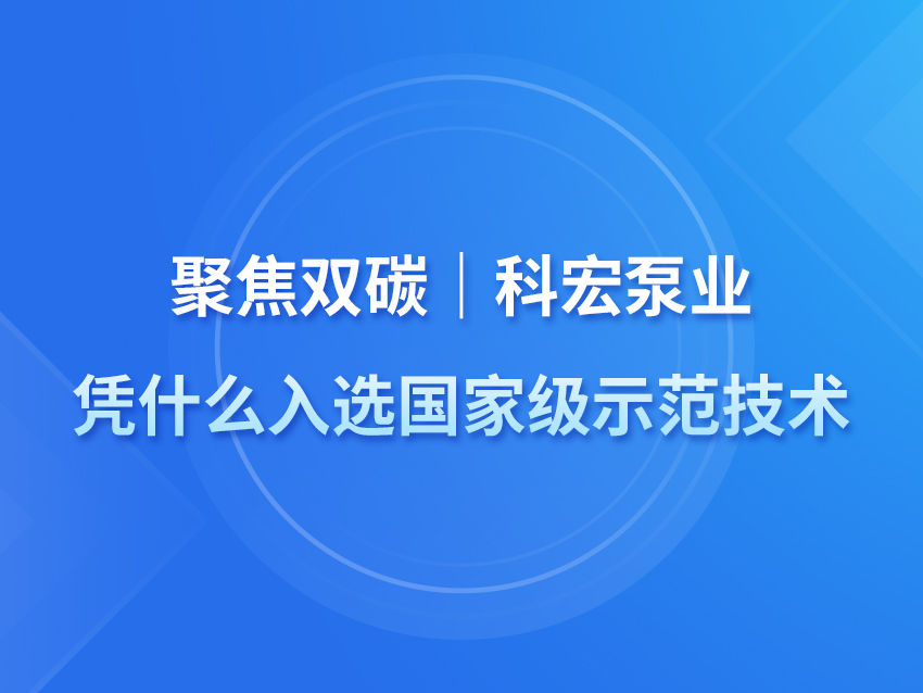 聚焦雙碳｜科宏泵業(yè)憑什么入選國家級示范技術(shù)